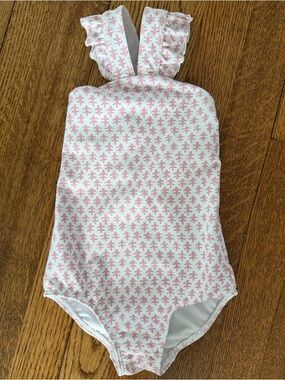 minnow Swim x Sister Parish Girls' Pink Patterned One-Piece Swimsuit
